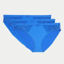 Marks & Spencer Pack Of 3 Self Designed Bikini Briefs T615760NBLUE MIX image 3