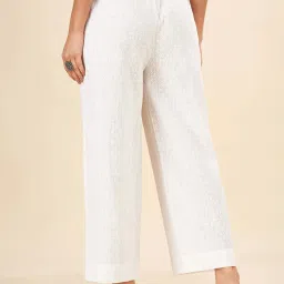 Rangmanch by Pantaloons White Cotton Printed Flared Pants image 2