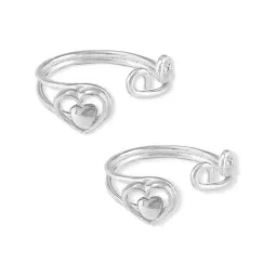 Taraash 92.5 Sterling Silver Heart Toe Rings for Women-picture-10