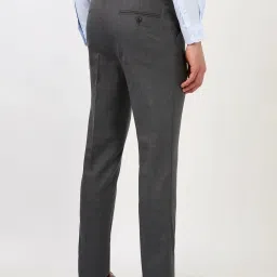 Peter England Grey Slim Fit Checks Trousers image 2
