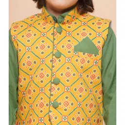 AJ Dezines Kids Multicolor Printed Full Sleeves Kurta, Pyjamas with Waistcoat image 5