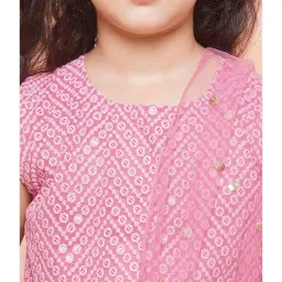 AJ Dezines Kids Pink Embellished Lehenga, Choli with Dupatta image 5
