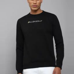 allen solly Men Black Crew Neck Full Sleeves Casual Sweatshirt-picture-26