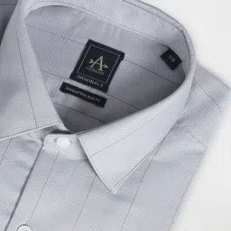 Arrow Grey Cotton Slim Fit Striped Shirt image 5