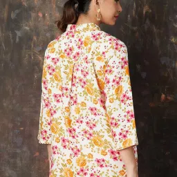 Melange by Lifestyle Off-White Printed A Line Short Kurti image 2