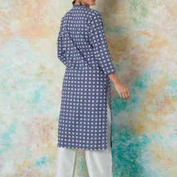Melange by Lifestyle Purple Cotton Printed A Line Kurta image 2
