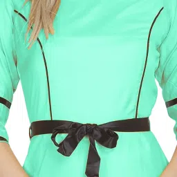 PATRORNA Mint Green Regular Fit Peplum A Line Dress image 5