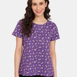 Rosaline by Zivame Yellow & Purple Printed T-Shirt - Pack of 2 image 5