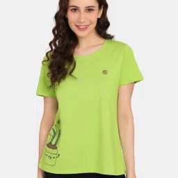 Rosaline by Zivame Grey & Green Printed T-Shirt - Pack of 2 image 5