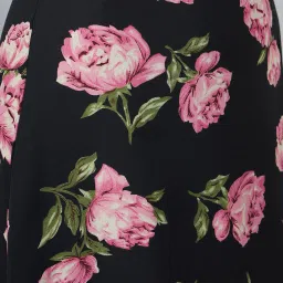 Carlton London Black Floral Print Midi Skirt image 5
