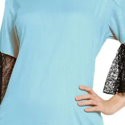 PATRORNA Light Blue & Black Lace Midi Dress image 5