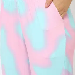 Sweet Dreams Blue & Pink Printed Kaftan Pyjama Set image 5