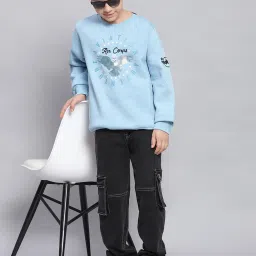 Monte Carlo Kids Sky Blue Printed Full Sleeves Sweatshirt image 5