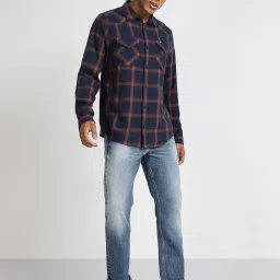 Lee Navy Cotton Regular Fit Checks Shirt image 5