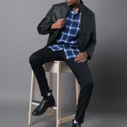 High Star Black Regular Fit Leather Jacket image 5