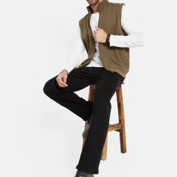 Octave Brown Regular Fit High Neck Sleeveless Sweatshirt image 5