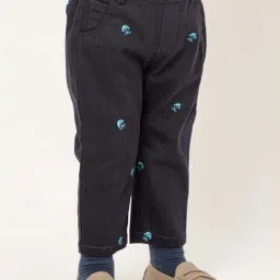 One Friday Kids Blue Printed Regular Fit Trousers image 3
