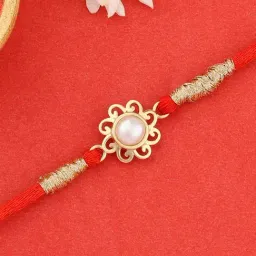 Ornate Jewels Ornate Jewels 925 Silver Freshwater Pearl 18K Gold Plated Thread Rakhi for Brother l-picture-25