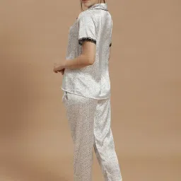 Clovia White Printed Shirt Pyjamas Set image 2