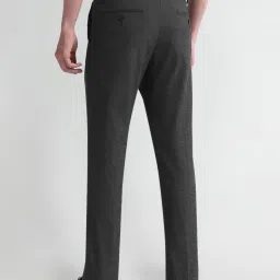 Arrow Charcoal Grey Slim Fit Texture Trousers image 2