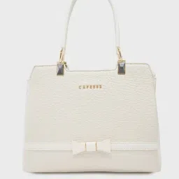 Caprese Off White Textured Large Handbag-image-3