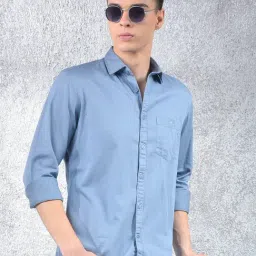 Crimsoune Club Blue Slim Fit Solid Shirt-picture-31
