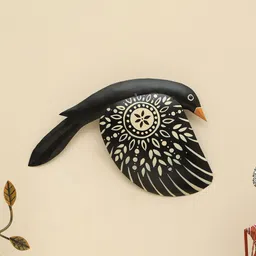 vedas Mystic Indiana Black & Off White Textured Metal Falguni Flying Bird Wall Decor-image-91