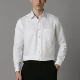 Louis Philippe White Cotton Slim Fit Shirt-picture-0