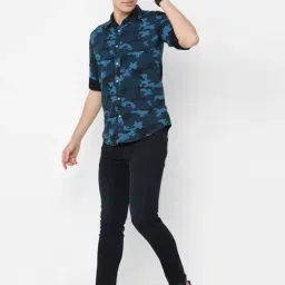 Pepe Jeans Navy Regular Fit Camouflage Shirt image 4