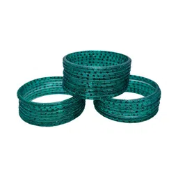 LLL FASHION Set Of 24 Turquoise Blue Glass Artificial Stones & Beads Bangle-picture-36