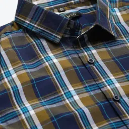 Sojanya Navy Cotton Regular Fit Checks Shirt image 5