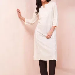 Fabindia Off-White Cotton Embroidered Straight Kurta-picture-33