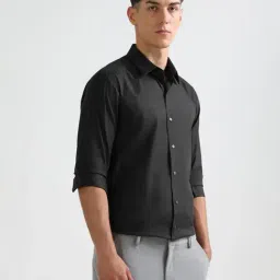 Arrow New York Black Cotton Slim Fit Shirt image 3
