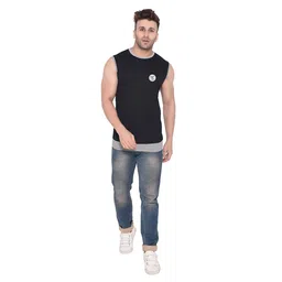 BEYOU FASHION Men Solid Sleeveless Round Neck Casual T-shirt image 3