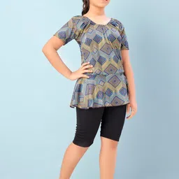 Muhuratam Girls Sports Wear Green-Black Colour Abstract Print Nylon Swim Suit-image-22