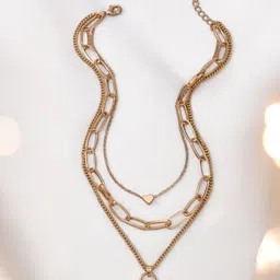 OOMPH Link Heart & Lock Layered Necklace-image-29