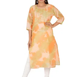 PARTH SY FASHION Women Orange Viscose Rayon Straight Kurtas-picture-38