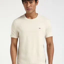 Tommy Hilfiger Men Solid Round Neck Slim Fit Cotton T-shirt-picture-28
