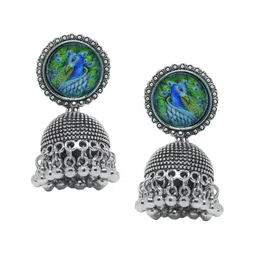 VIRAASI Peacock Shaped Jhumkas Earrings image 2