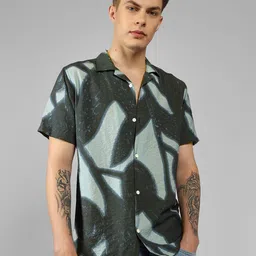 Dennis Lingo Men Abstract Printed Relaxed Fit Cuban Collar Casual Shirt-image-54