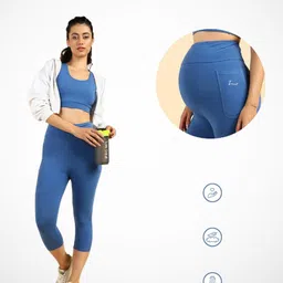 Zelena Ultra Stretch Solid Maternity Capri - Blue-image-14