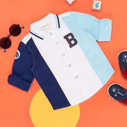 Pantaloons Baby Cotton Full Sleeves B Alphabet Patch Detailed Shirt - Multi Colour-image-27