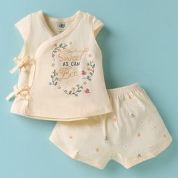 Zero Sinker Knit Sleeveless Shorts Night Suit With Sweet as Can Be Text Print - Offwhite-picture-39