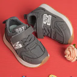 FEETWELL SHOES N Alphabet Patch Detailed Velcro Closure Sneakers - Grey-picture-39