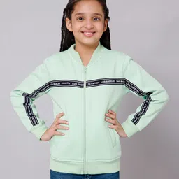 ALAN JONES Cotton Blend Knit Full Sleeves Typography Tape Detailed Light Winter Hooded Sweatjacket- Sea Green-picture-31