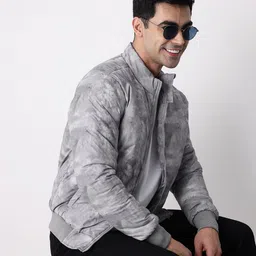 Mast & Harbour Abstract Printed Padded Bomber Jacket-picture-27