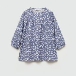 Mango Kids Girls Floral Printed Puff Sleeves A-Line Dress-picture-46