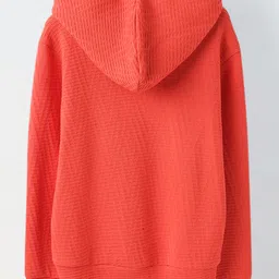 Spunkies Cotton Knit Full Sleeves Solid Hoodie - Red image 3