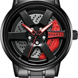 3D Rotating Spinning Watch Quartz Men Rim Car Wheel Watches Analog Watch - For Men Wheel Watch-image-4