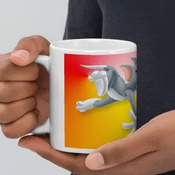 Mr UVD White & Yellow Cartoon Characters Printed Ceramic Matte Mug 350 ml image 5